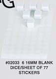 Set of 6 16mm Opaque White Blank Dice with Stickers