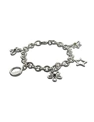 Sterling Silver Charm Bracelet with Amethyst and Peridot CZ