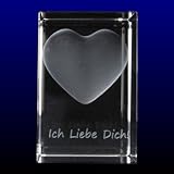 VIP-LASER 3D Glaskristall XL Herz mit Text 'Ich Liebe Dich!'