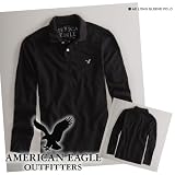 アメリカンイーグル メンズ 長袖ポロシャツ AE LONG SLEEVE POLO ブラック