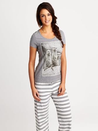 La Senza Meerkat Tee & Pant Pyjamas - Size: 16 - Color: GREY WITH WHITE: Amazon.co.uk: Clothing