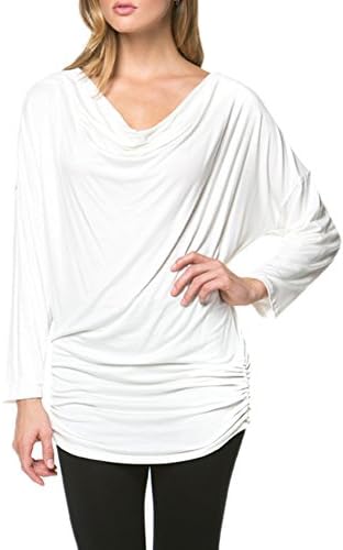 82 Days Women'S Rayon Span Loose Round Kneck Jersey Long Sleeves Tunic - Solid