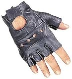 Jafrum Unisex Black Fingerless Leather Gloves