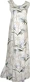 Bamboo Paradise - Hawaiian Long Tank Dress in Cream & Navy Blue