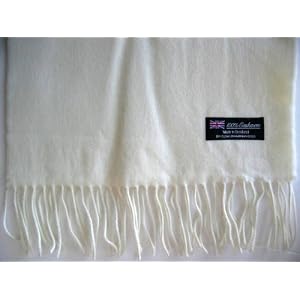 Buy 100% Cashmere Wool Super Soft Feel Scarf Muffler - Ivory ( ! ) by Sakas Cashmere