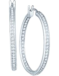14KT White Gold 1.0 CTW Diamond Fashion Hoops