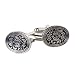 Retro Silver & Black Paisley Oval Cufflinks with Presentation Box