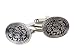 Retro Silver & Black Paisley Oval Cufflinks with Presentation Box