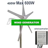GOWE wind power turbines 5blades 400w ,Max 600w wind generators + small wind controller 12v/24v auto change for home ,street lamp
