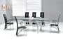 Modern Gorgeous Design "Rain Illusion" Tempered Glass Extendable Dining Table with 6 Dining Chairs Set