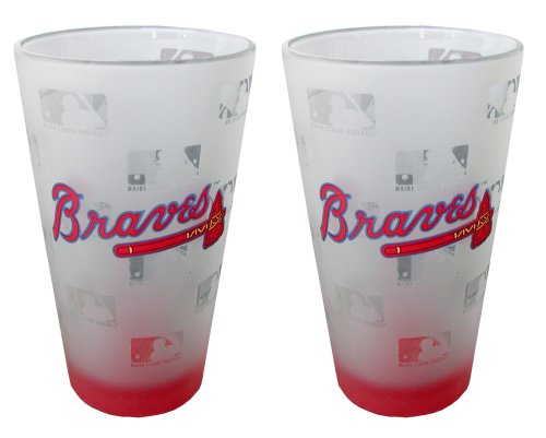 Atlanta Braves Frosted Pint Glass (16-Ounce, Set of 2)