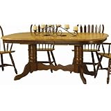 Sunset Selections Diouble Pedestal Table with Butterfly Leaf Finish: Antique Black / Cherry