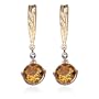 18k Yellow Gold Plated Sterling Silver Citrine 8mm and Diamond Round Earrings