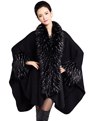 Zattcas women s faux fur shawl pashmina cape cloak coat…