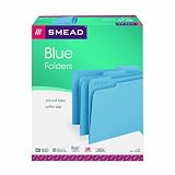 Smead File Folders, Letter Size, 11 Point, 1/3 Cut Tab, Blue, 100 Per Box (12043)