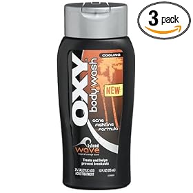 Oxy Body Wash, Acne Fighting Formula, Island Wave, 12-Ounce Bottles (Pack of 3)
