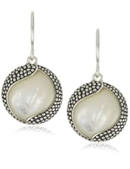 Argento Vivo "Lunar" Sterling Silver and Pearl Oxi Swirl Earrings
