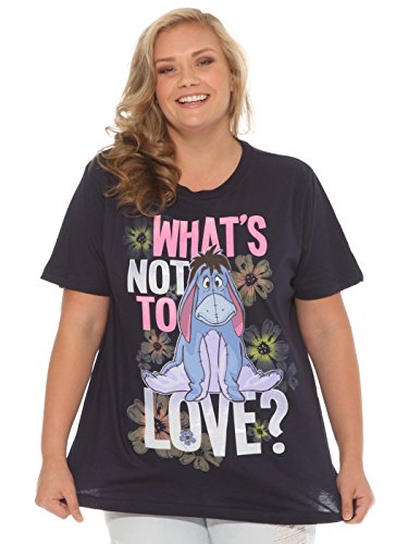 Disney Plus Size T-shirt Eeyore What's Not to Love Glitter Print Navy Blue