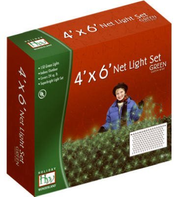 Noma/Inliten-Import Hw150ct Grn Net Lgt Set 48957-88 Christmas Lights Net Lights/Tree Wrap