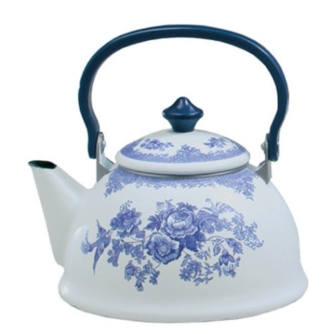 "Johnson Brothers Asiatic Pheasant Enamel on Steel Personal Tea Kettle, Blue" "Johnson Brothers Asiatic Pheasant Enamel on Steel Personal Tea Kettle, Blue"