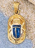 18k Gold with Lapis Scarab Pendant