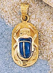 18k Gold with Lapis Scarab Pendant