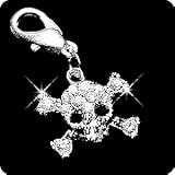 Purely Charming Handset Swarovski Crystal Charm / Pendant - Skull & Cross Bones, Classic Clear
