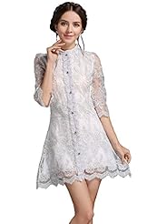 Long Sleeves Chiffon Cocktail Short General Print Lace High-Neck Evening Dress/Prom Dress/Wedding Party Dress 