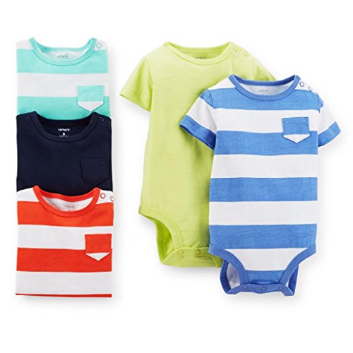 Carter's Baby Boys' 5 Pack Bodysuits (Baby) - Stripes/Solids
