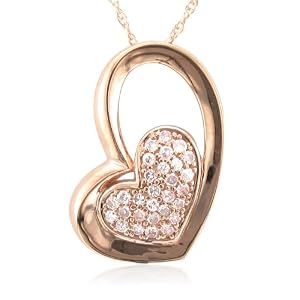 10k Rose Gold & Pink Diamond Pendant Necklace-0.20 carat