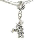 Sterling WONDERLAND MAD HATTER Bead CHARM for Pandora Chamilia and Biagi Bracelet GIFT BOXED