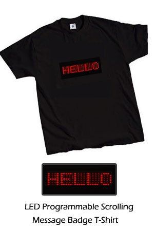 LED Programmable Scrolling Message Badge T-Shirt (Small)
