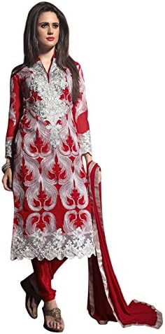 Lookslady Designer Women's dress Red Color Not Stitched Salwar Kameez Suit Set