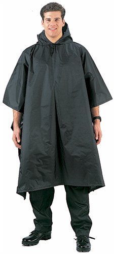 Black Tactical Rip-Stop Nylon Poncho