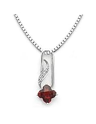 18k White Gold Clover Shaped Garnet and Diamond Pendant