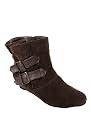 Double Buckle Low Wedge Suede Bootie