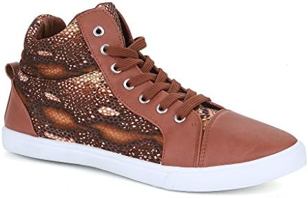 Twisted Women's Lane Lace-Up Mid-Top Fashion Sneakers- TAN, Size 8