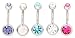 Buy Body Jewelry - Body Colorz&Atilde;&cent;&acirc;��&Acirc;&cent; Lot of 5 New Double Jeweled Gemmed Belly Navel Body Jewelry Piercing Bar Ring Rings 14g