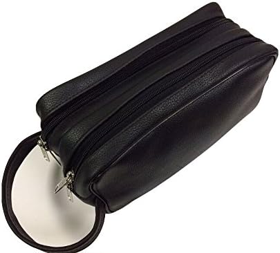 Shave Nation Black Leather Dopp Travel Case