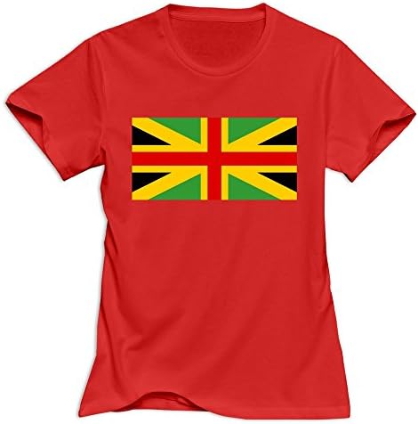 Qzywen Anglo Jamaican Flag Cotton T-shirt For Women - S Red Very Short Sleeve
