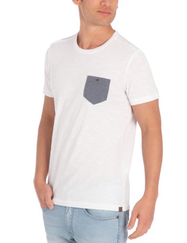 TOM TAILOR Denim Herren T-Shirt 10228130012/ slub tee w. pocket, Gr. 44/ 46 (XS), Wei&szlig; (20 Preisvergleich