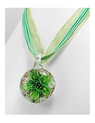 Green Cotton Necklace In 92.5 Sterling Silver