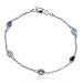 Rhodium Overlay Sterling Silver Multi-Gemstone Bracelet, 7.25