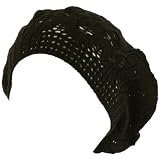 Crochet Classic Knit Light Beret Slouch Tam Hat Black