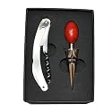 2 Piece Stainless Steel Professional Wine Accessories Set (bottle stopper and cork screw)