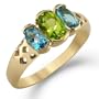10 Karat Yellow Gold 1.00 carat total weight Oval Cut Peridot, Swiss Blue Topaz Ring Size 5