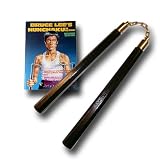Shogun Nunchaku - bois, roulements à billes, noir, hexagonal, 35cm, avec livre par Bruce Lee