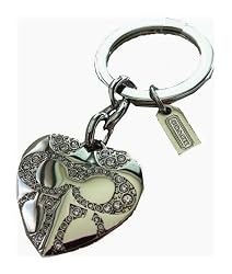 Coach Pave Crystal Signature C Heart Keyring / Purse Fob / Locket Style 92416