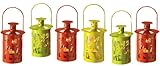 Biedermann & Sons Metal Garden Tealight Candle Lantern with Glass Insert, Set of 6, Assorted Spring Colors, 5-Inches Tall x 3-Inches Diameter