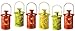 Biedermann & Sons Metal Garden Tealight Candle Lantern with Glass Insert, Set of 6, Assorted Spring Colors, 5-Inches Tall x 3-Inches Diameter